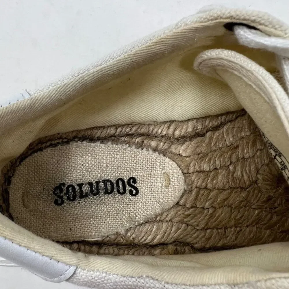 Soludos White Tan Lace Up Platform Espadrille Sneakers 6